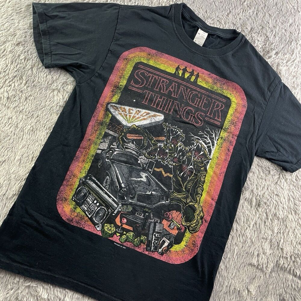 Stranger Things Shirt Mens Small Black Demogorgon Arcade Netflix Retro 80s